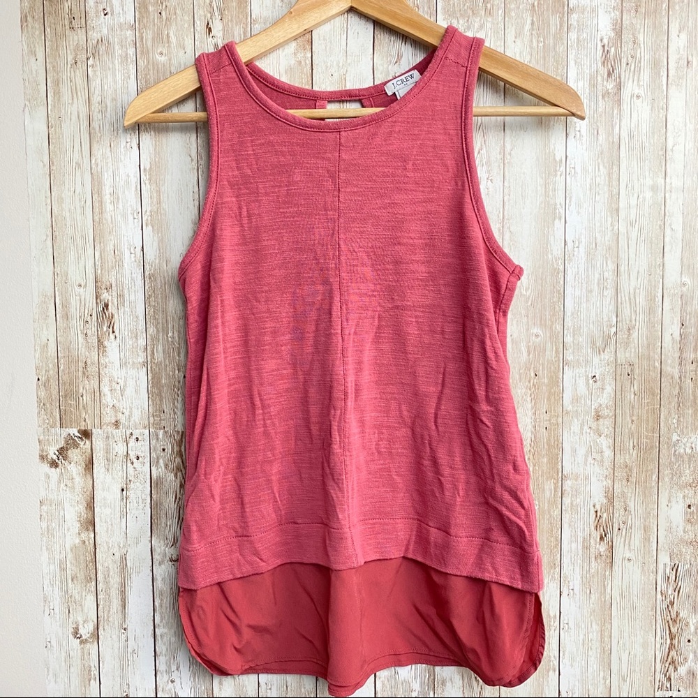 J CREW SLEEVELESS top red tank top w silky hem XXS